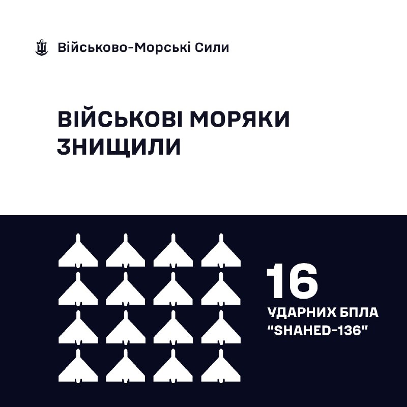 🇺🇦⚓ Військові моряки знищили 16 «Шахедів»
Сьогодні вночі під час повітряної атаки російських окупантів... 🇺🇦⚓ Військові моряки знищили 16 «Шахедів»
Сьогодні вночі під час повітряної атаки російських окупантів...