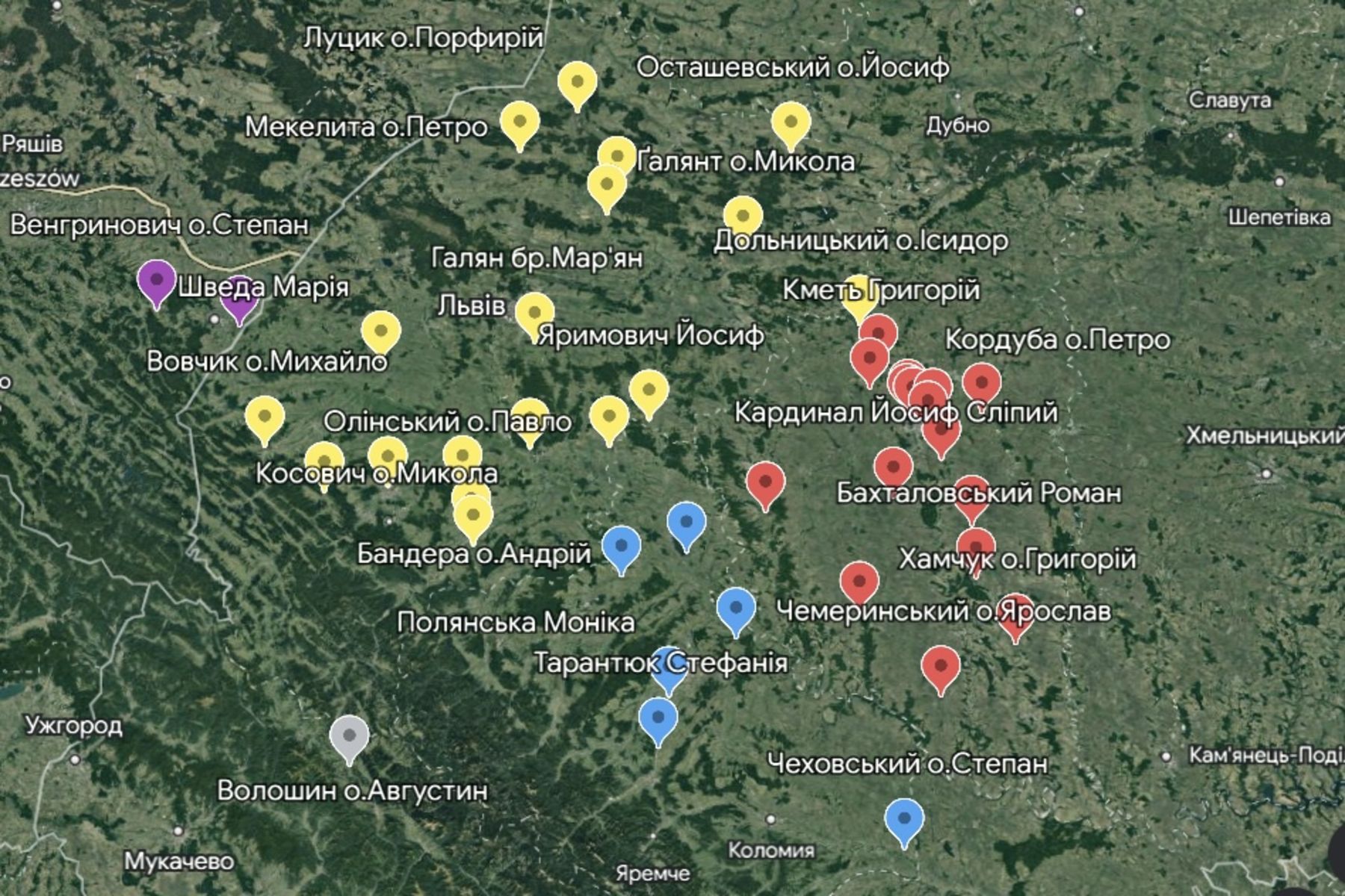 Відтепер про слуг Божих УГКЦ можна дізнатися зі&nbsp;спеціальної гугл-мапи