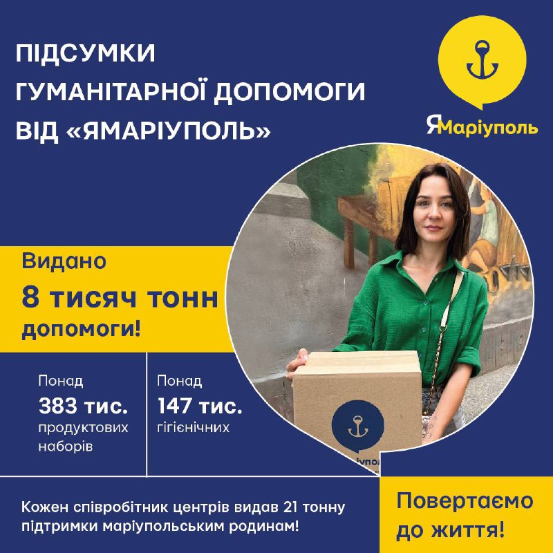 ☝️8 тисяч тонн підтримки для маріупольців!
✊Саме стільки гуманітарної підтримки було видано маріупольським... ☝️8 тисяч тонн підтримки для маріупольців!
✊Саме стільки гуманітарної підтримки було видано маріупольським...