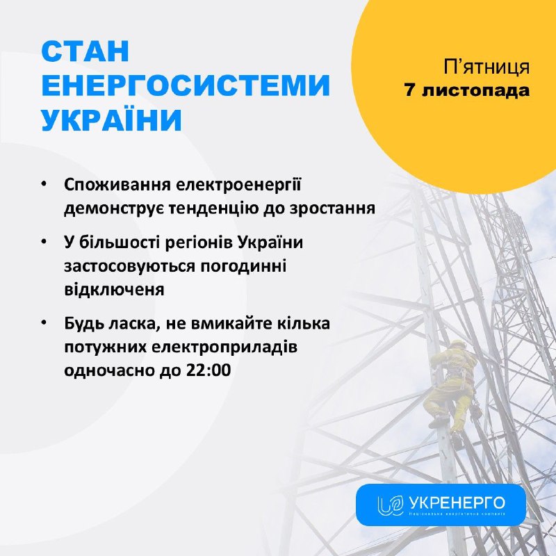 СТАН ЕНЕРГОСИСТЕМИ
🔹Споживання електроенергії демонструє тенденцію до зростання СТАН ЕНЕРГОСИСТЕМИ
🔹Споживання електроенергії демонструє тенденцію до зростання