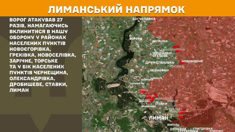 Головне на Луганщині за добу
📌Серед 40 спроб просунутися на двох наших напрямках, 27 ворог здійснив на Лиманській ділянці фронту Головне на Луганщині за добу
📌Серед 40 спроб просунутися на двох наших напрямках, 27 ворог здійснив на Лиманській ділянці фронту