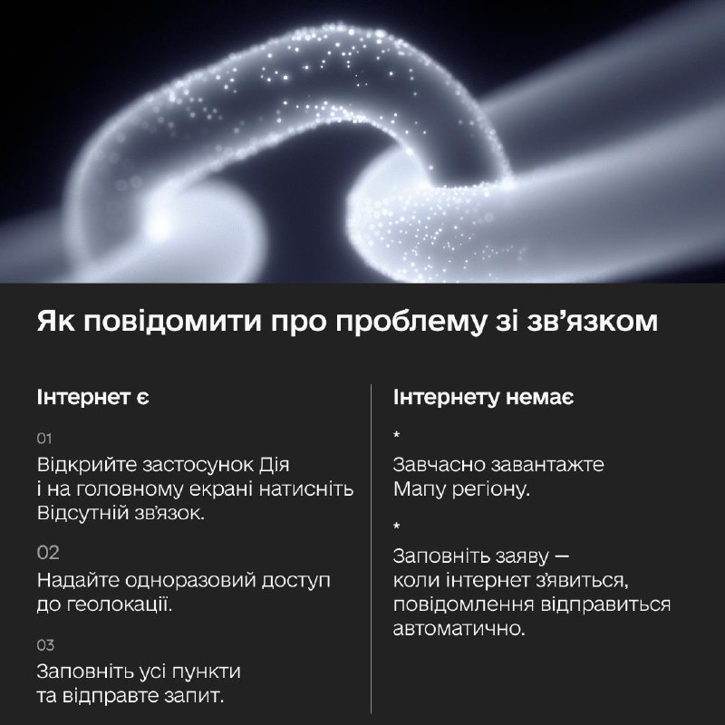 🇺🇦 Зникає звʼязок чи інтернет — повідомляйте про проблему в Дії
Не можете додзвонитися до рідних чи не вантажаться сторінки в браузері 🇺🇦 Зникає звʼязок чи інтернет — повідомляйте про проблему в Дії
Не можете додзвонитися до рідних чи не вантажаться сторінки в браузері