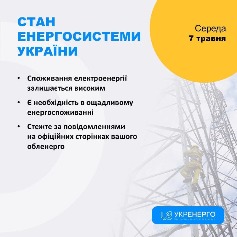 СТАН ЕНЕРГОСИСТЕМИ
🔹 Споживання електроенергії залишається високим
🔹 Є необхідність в ощадливому енергоспоживанні СТАН ЕНЕРГОСИСТЕМИ
🔹 Споживання електроенергії залишається високим
🔹 Є необхідність в ощадливому енергоспоживанні