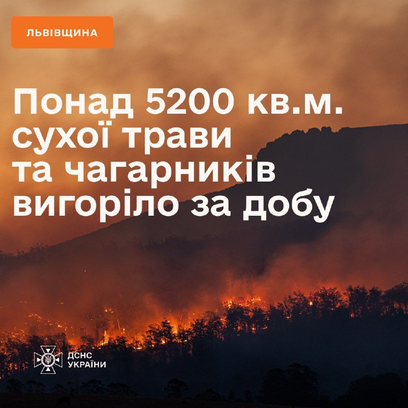 🔥 Львівщина страждає від пожеж в екосистемах: понад 5200 кв.м. сухої трави та чагарників вигоріло протягом доби у регіоні 🔥 Львівщина страждає від пожеж в екосистемах: понад 5200 кв.м. сухої трави та чагарників вигоріло протягом доби у регіоні
