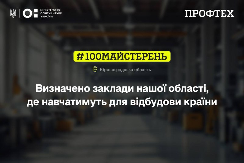 На Кіровоградщині стартує реалізація важливого і актуального на сьогодні проєкту #100майстерень На Кіровоградщині стартує реалізація важливого і актуального на сьогодні проєкту #100майстерень