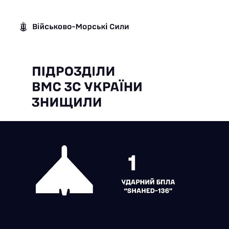 🇺🇦⚓ВМС ЗС України знищили 1 «Шахед»
За минулу добу, станом на 06:00 10.01.2026, силами та засобами Військово-Морських... 🇺🇦⚓ВМС ЗС України знищили 1 «Шахед»
За минулу добу, станом на 06:00 10.01.2026, силами та засобами Військово-Морських...
