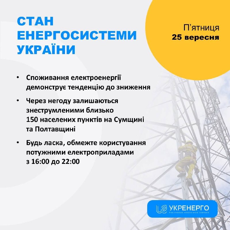 СТАН ЕНЕРГОСИСТЕМИ
🔹Споживання електроенергії демонструє тенденцію до зниження СТАН ЕНЕРГОСИСТЕМИ
🔹Споживання електроенергії демонструє тенденцію до зниження