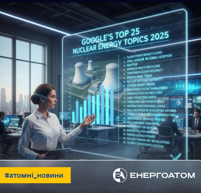 ⚛️ Світові тренди пошуку: атомна енергетика у 2025 році
Neutron Bytes оприлюднив рейтинг із 25 найпопулярніших пошукових... ⚛️ Світові тренди пошуку: атомна енергетика у 2025 році
Neutron Bytes оприлюднив рейтинг із 25 найпопулярніших пошукових...