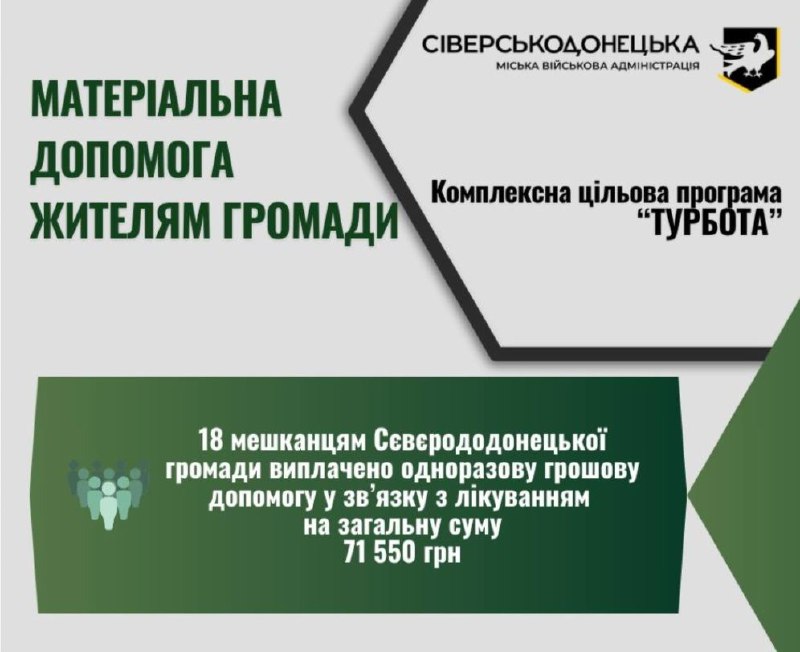 Ще 18 мешканцям Сіверськодонецької громади виплатили грошову допомогу на лікування Ще 18 мешканцям Сіверськодонецької громади виплатили грошову допомогу на лікування