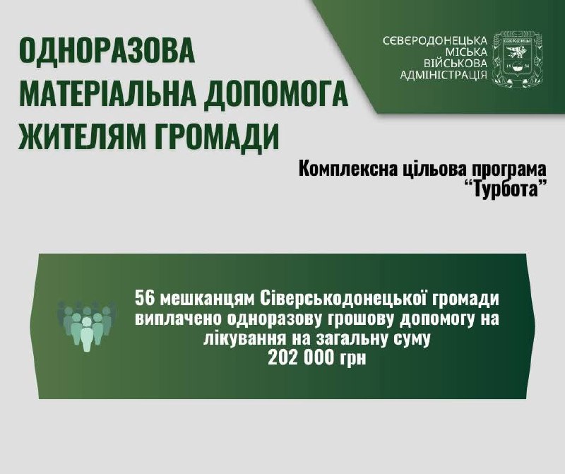Ще 56 своїм жителям Сіверськодонецька громада виплатила грошову допомогу на лікування Ще 56 своїм жителям Сіверськодонецька громада виплатила грошову допомогу на лікування