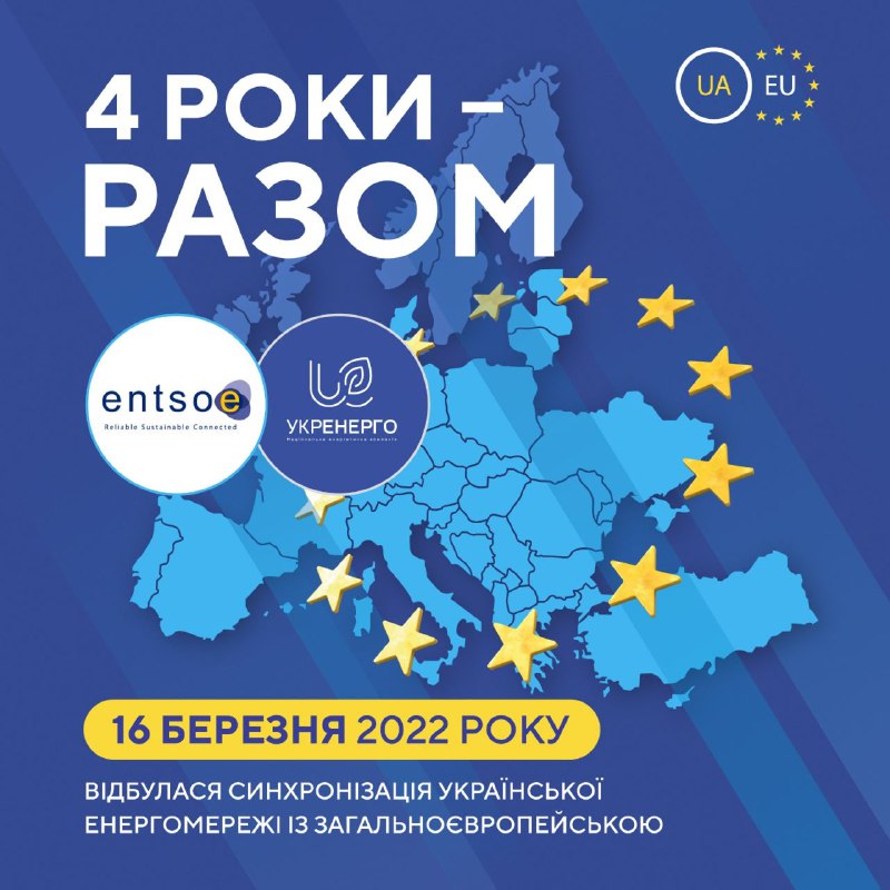 Сьогодні минає чотири роки з моменту синхронізації української енергосистеми із енергосистемою континентальної Європи Сьогодні минає чотири роки з моменту синхронізації української енергосистеми із енергосистемою континентальної Європи